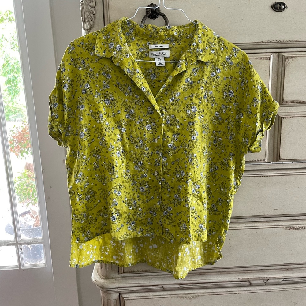 Linen lime flower top